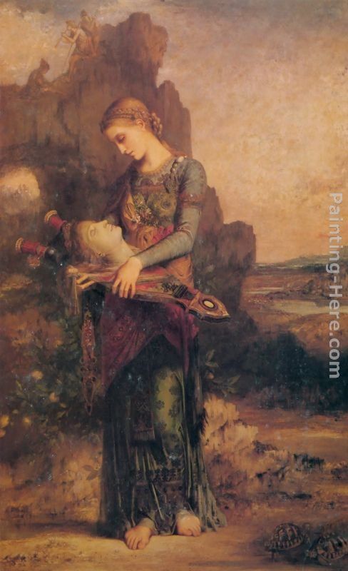 Gustave Moreau Thracian Girl carrying the Head of Orpheus on his Lyre